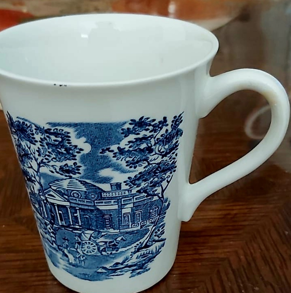 Three Staffordshire Liberty Blue Mug Set Vintage  Coffee Cup England